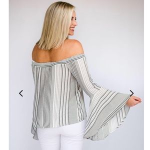 Off the shoulder bell sleeve top
